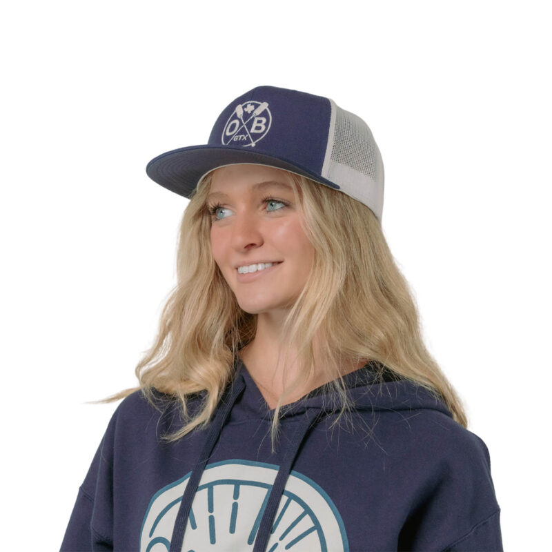 Model wearing Olabrasa Paddle Curved SnapBack Hat