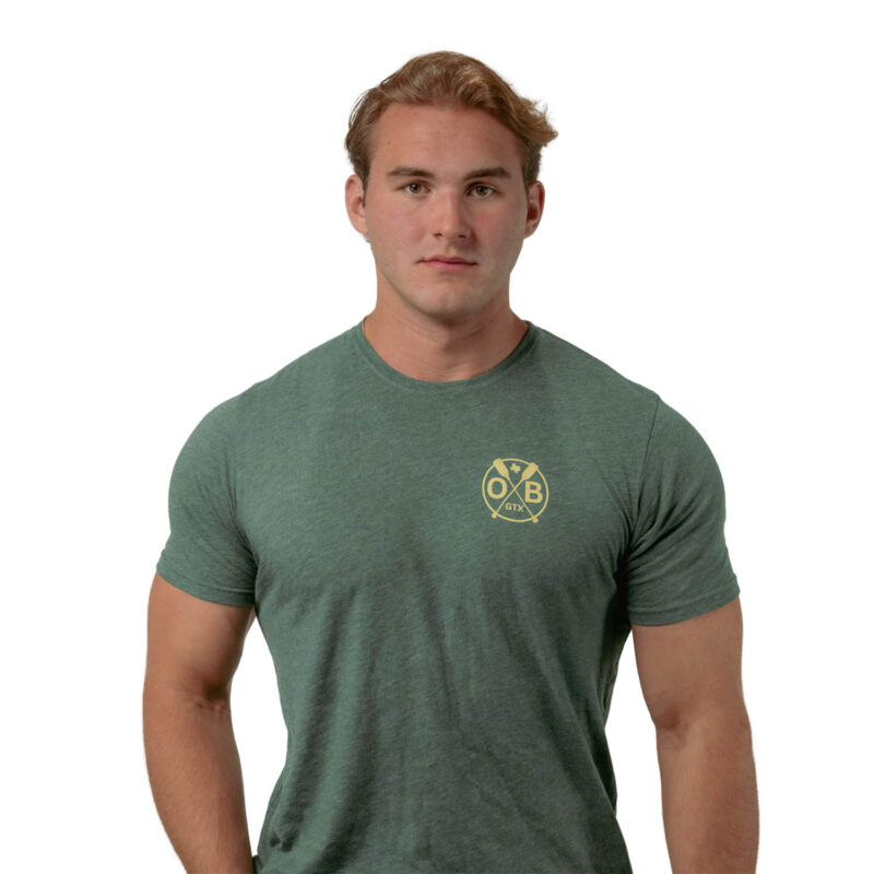 Model wearing Olabrasa Paddle T-Shirt