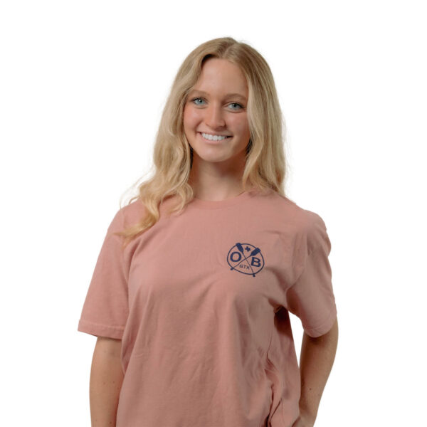 Model wearing Olabrasa Paddle T-Shirt